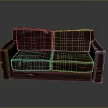 Worn Dark Brown Leather Single Sofa with Tattered Seats and Armrests 3d model