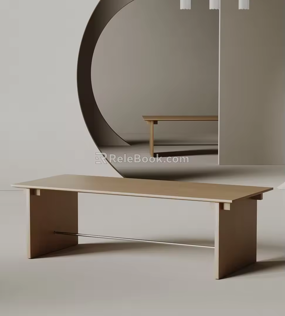Table Solid Wood Dining Table Long Table Simple Table 3d model
