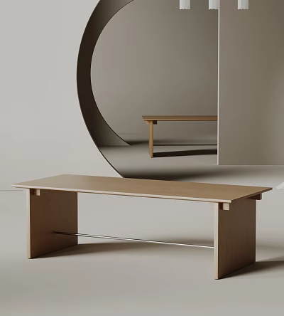 Minimalist Wooden Dining Table Design With Clean Lines And Natural Material Finish 3d model
