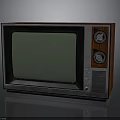 Vintage Retro Television Electronic Appliance With Wooden Frame Control Knobs And Green Screen