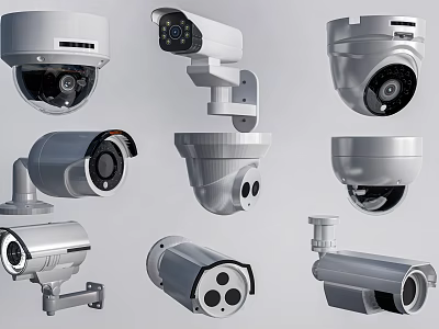 Projection Monitoring Surveillance Cameras Various Dome Bullet Wall Mounted Ceiling Styles Designs 3d model