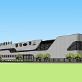 Modern Car Trading Service Center Exterior With Brand Logos And Green Trees