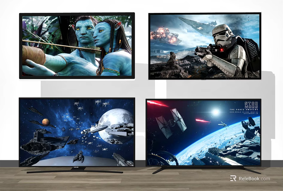 4K Ultra HD Smart TV Displaying Vibrant Sci-Fi Movie Action Scenes 3d model 