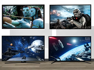 4K Ultra HD Smart TV Displaying Vibrant Sci-Fi Movie Action Scenes 3d model