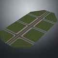 Traffic Island Layout With Intersecting Roads Yellow Divider Lines And Grass Areas
