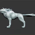 Ice Blue Wolf With Crystal Like Mane And Tail On Dark Reflective Background 3d model
