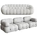 Modern Light Colored Sectional Sofa With Bubble Tufted Design And Multiple Seats 3d model