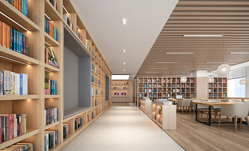 modern library reading room 3d model