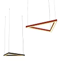 Modern Triangle Chandelier with Green Frame and LED Light Strip Design 3d model
