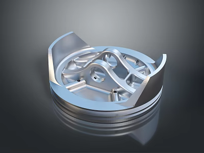Shiny Silver Metal Mechanical Part With Precision Engineered Hollow Structure On Dark Background 3d model