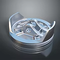 Shiny Silver Metal Mechanical Part With Precision Engineered Hollow Structure On Dark Background