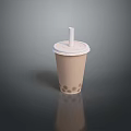 Delicious Brown Bubble Tea Cup With White Straw And Chewy Pearls