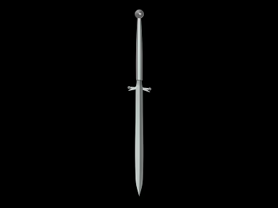 Classic Silver Sword Weapon With Decorative Hilt And Sharp Blade Design 3d model