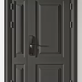 Dark Gray Modern Security Doors With Traditional Handle And Smart Lock Keypad 3d model