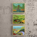 Colorful Landscape Paintings With Forest Scenes Rural Fields And River Valley Views