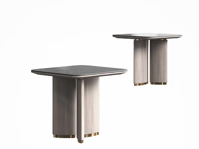 Modern Minimalist Side Tables with Square Wooden Tops and Gold Accent Legs 3d model