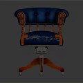 Vintage Blue Single Seater Sofa With Carved Wooden Arms And Tufted Upholstery