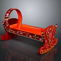 Red Wooden Decorative Furniture With Carved Patterns And Curved Traditional Design