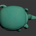 Turquoise 3D Cartoon Character With Orange Shirt Red Eyes And Long Limbs