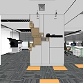 Modern Office Interior With Open Layout Workstations And Storage Cabinets 3d model