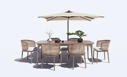 New Chinese Style Outdoor Table and Chair Outdoor Leisure Table and Chair 3d model