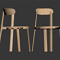 Two Light Wooden Leisure Chairs with Woven Seats and Simple Modern Design