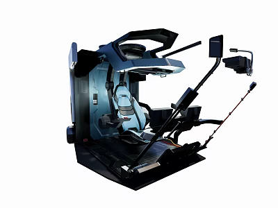 Advanced Flight Simulator Cockpit With Adjustable Seat Control Mounts And Display Screens 3d model
