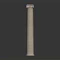Classical Roman Column with Fluted Shaft and Corbelled Capital in Marble Architectural Design