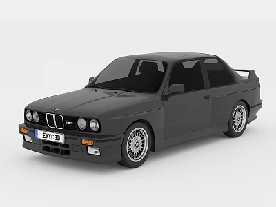 Black BMW Classic Two Door Sedan With Alloy Wheels And Sporty Design 3d model
