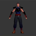 3D Male Character Model With Shoulder Armor Wrist Guards Black Pants And Brown Boots