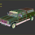 Brown Extended Truck With Multiple Doors Roof Lights And Chrome Trim On Shiny Floor