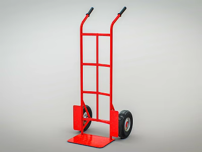 Red Heavy Duty Industrial Trolley With Two Wheels For Material Handling Equipment 3d model