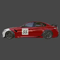 Red Sports Car With White Stripes Number 55 And Racing Design Features