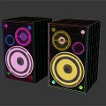 Pair of Black Bookshelf Speakers With Modern Design Round Speaker Drivers And Reflective Base