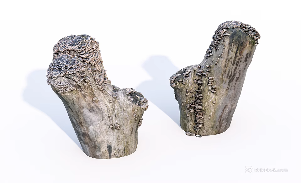 Stone Wood Decorative Ornaments With Natural Stump Shape And Rustic Texture For Indoor Decor 3d model 