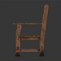 Wooden Outdoor Bench With Slatted Backrest And Armrests For Garden Seating