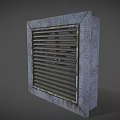 Square Metal Vent Grille With Rusted Gray Frame And Industrial Design