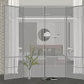 Elegant Modern Grid Design Room Divider In Bedroom With Curtains And Plant