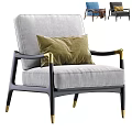 Modern Single Sofa With Light Gray Upholstery Black Frame Gold Accents And Green Cushion