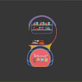 Colorful Food Stall With Pink And Blue Design Displaying Cakes Cupcakes On Shelves