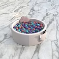 Round White Play Equipment With Deer Face Design Colorful Balls And Smiling Stone Toy
