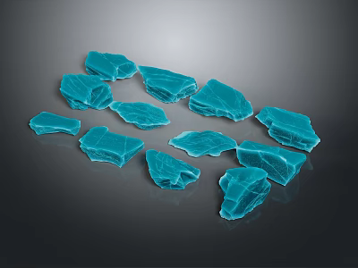 Transparent Blue Ice Cubes Featuring Irregular Shapes And Frosted Textured Surfaces 3d model