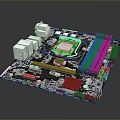 High Performance Computer Motherboard With CPU Socket RAM Slots And Circuitry Components