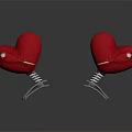 Red Heart Shaped Clips With Spring Mechanism And Metal Clamp Parts