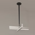 Modern Illuminated Geometric Chandelier With Sleek White Metal Design And Ceiling Hanging