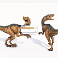 Two Standing Brown Reptile Dinosaurs With Open Mouths And Textured Skin
