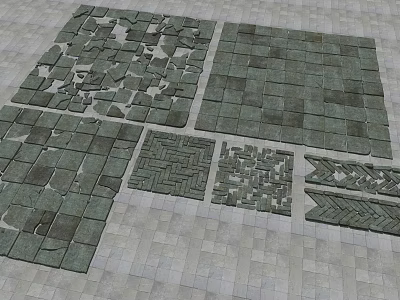 Stone And Wood Tile Patterns With Various Design Arrangements For Flooring 3d model