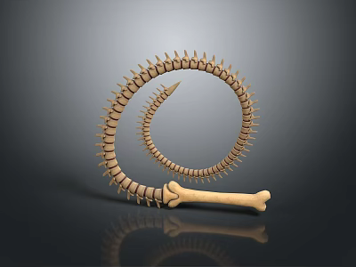 Unique Bone Spiral Weapon Featuring Intricate Skeletal Coils And Curved Design 3d model