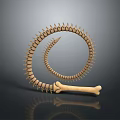 Unique Bone Spiral Weapon Featuring Intricate Skeletal Coils And Curved Design