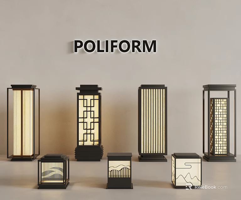 Poliform Outdoor Lights Featuring Various Geometric Patterns And Modern Design Styles 3d model